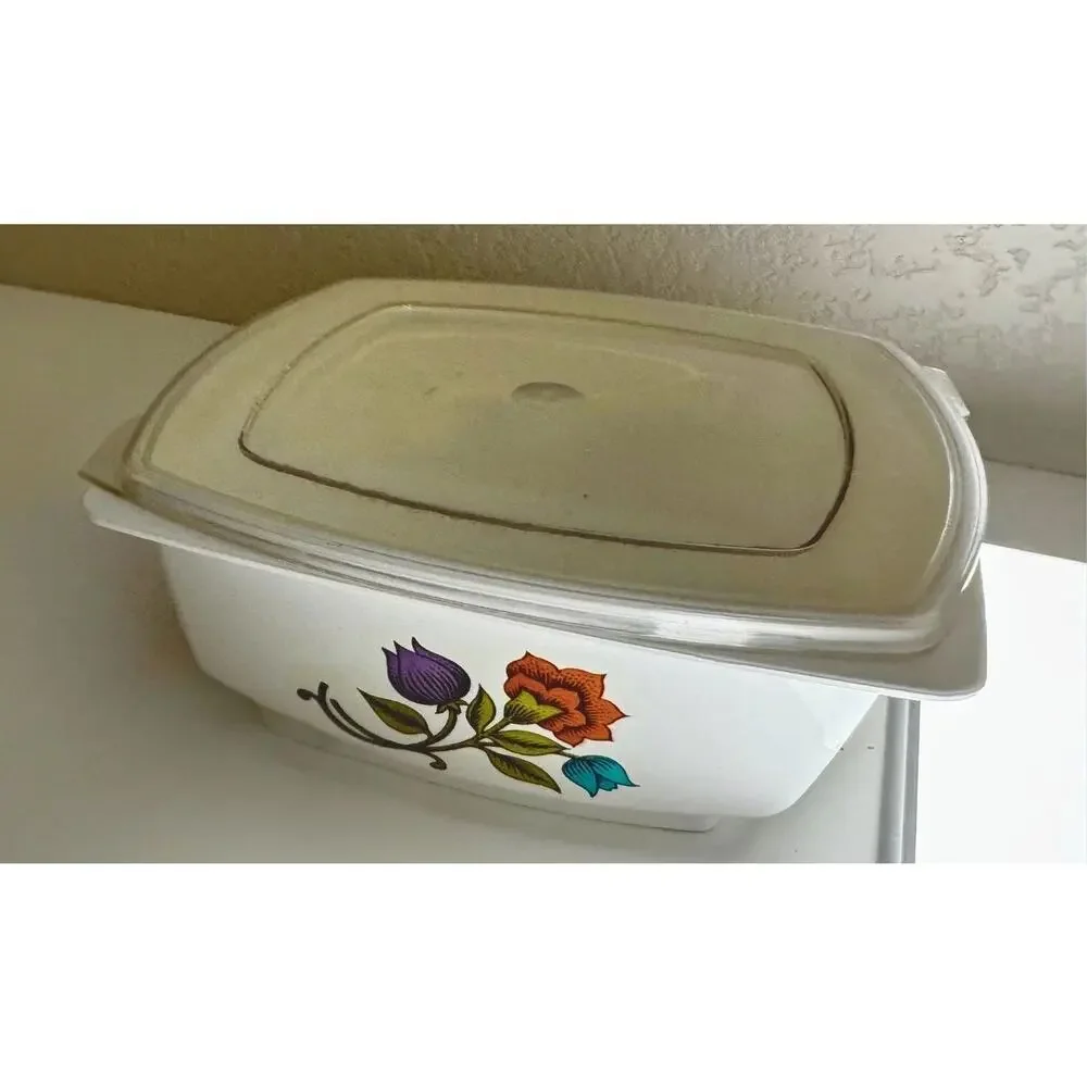 Hefty Food Container Vintage Floral 1 Pint Cream Lid Microwave Safe